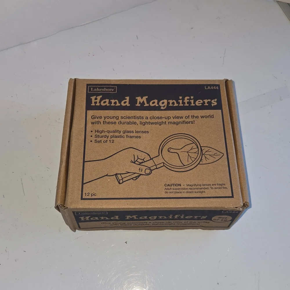Lakeshore Learning Hand Magnifiers Set of 8 Glass Lenses Science STEM  Black